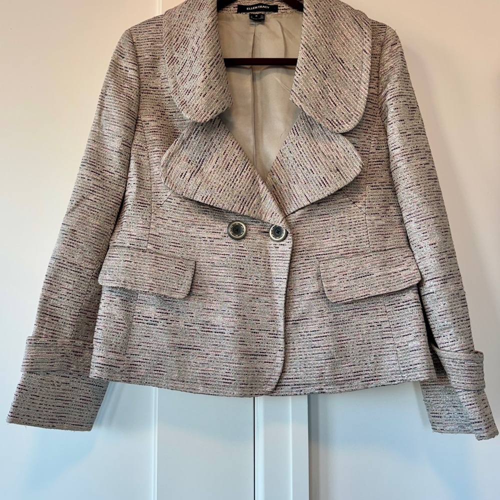Ellen Tracy Cream Tweed Blazer